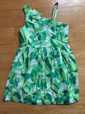 Janie and Jack Size 7 Tropical Dress | Green | Summer leaf Print